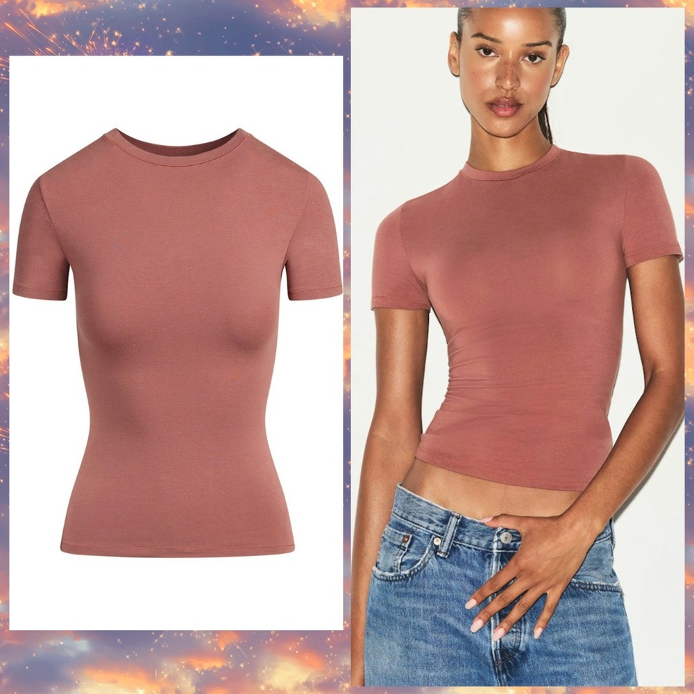 SKIMS Short Sleeve Tee in Rust